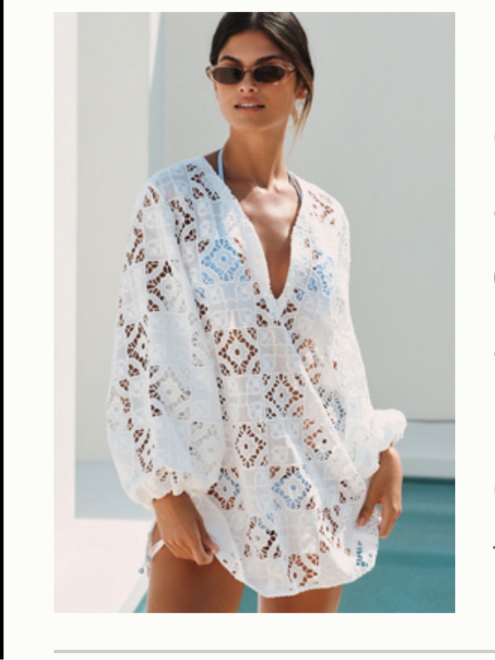 Anthropologie White Lace Crochet Swim Cover-Up Tunic